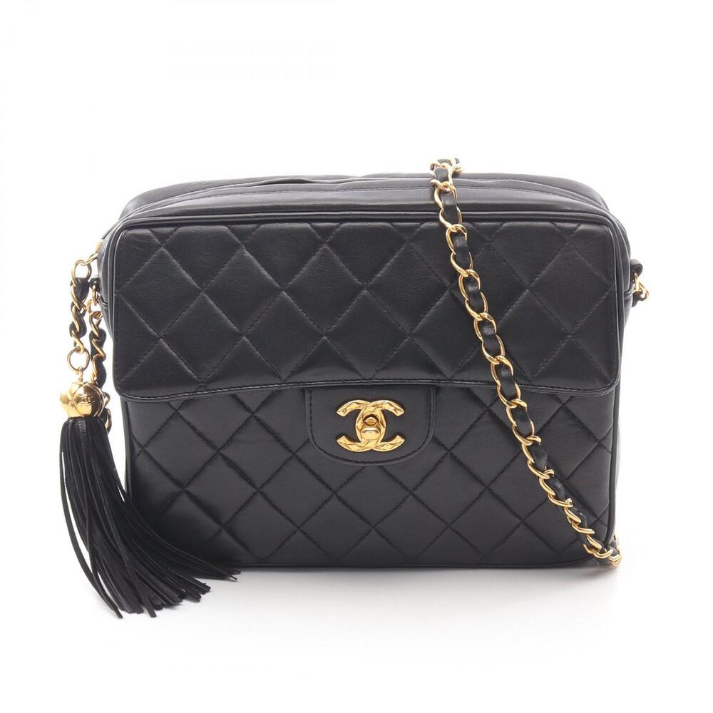 Chanel Matelasse Shoulder Bag Lambskin Sheepskin Black